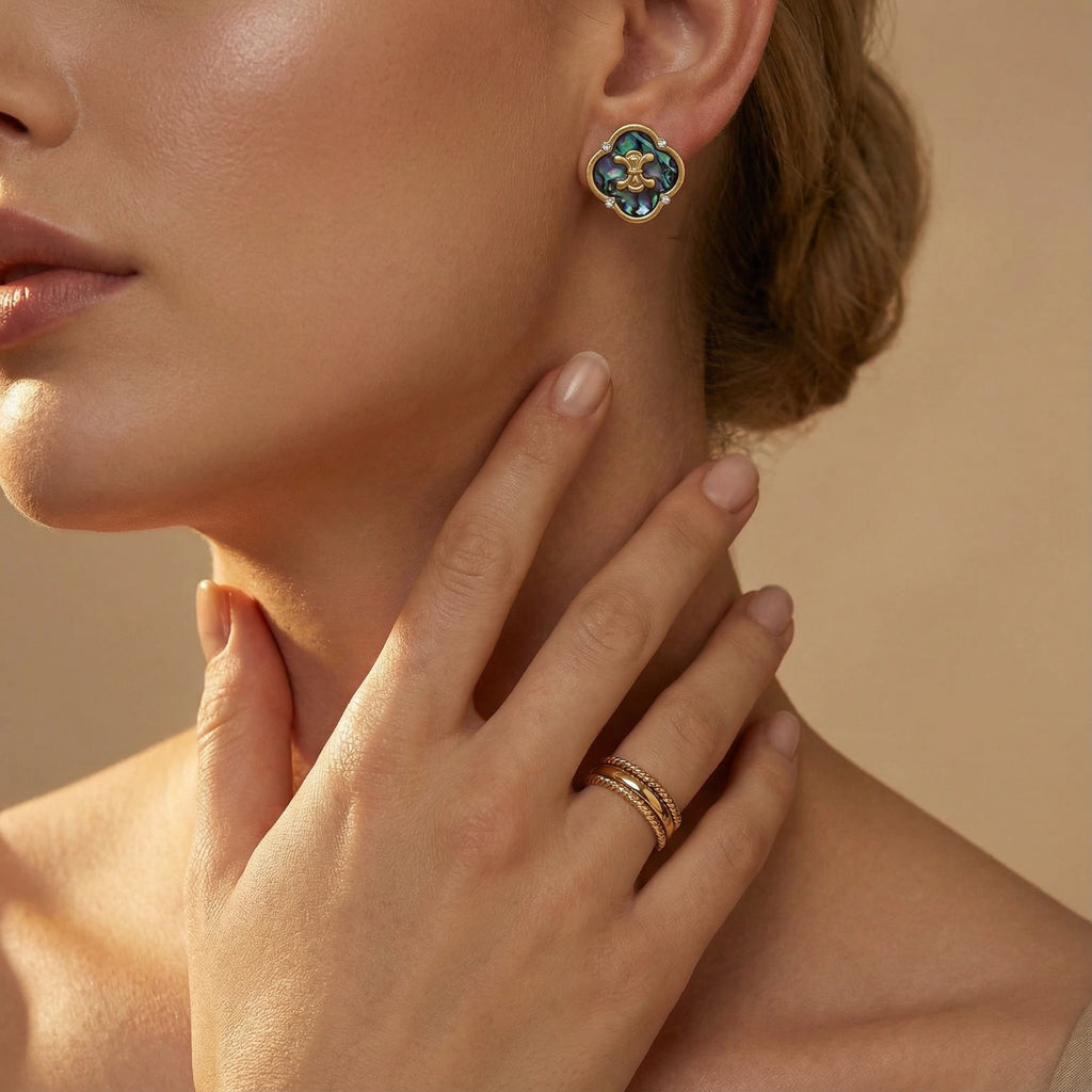 Mystic Shell Quatrefoil Studs