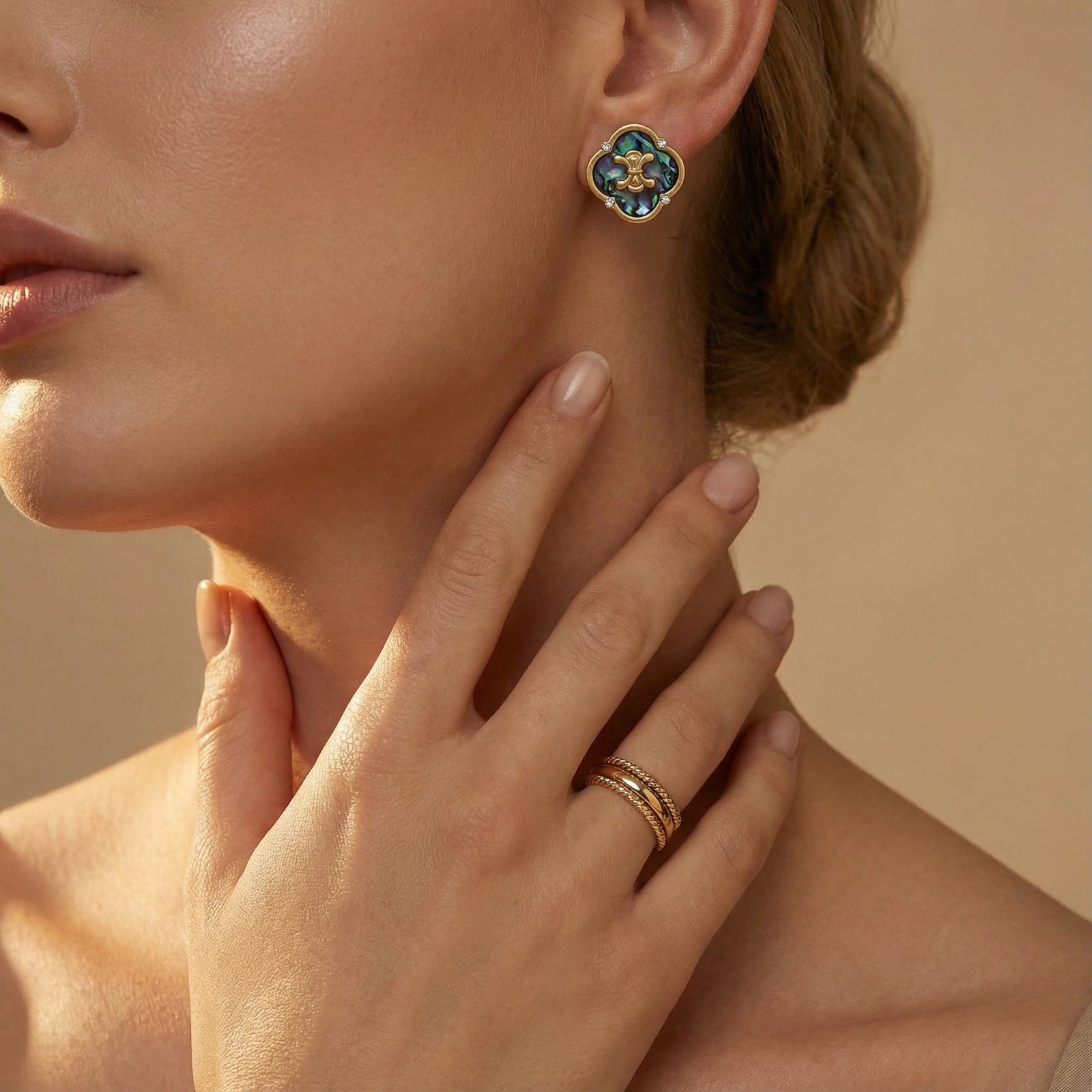 Mystic Shell Quatrefoil Studs